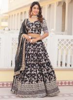 Pure Viscose Black Wedding Wear Embroidery Work Lehenga Choli